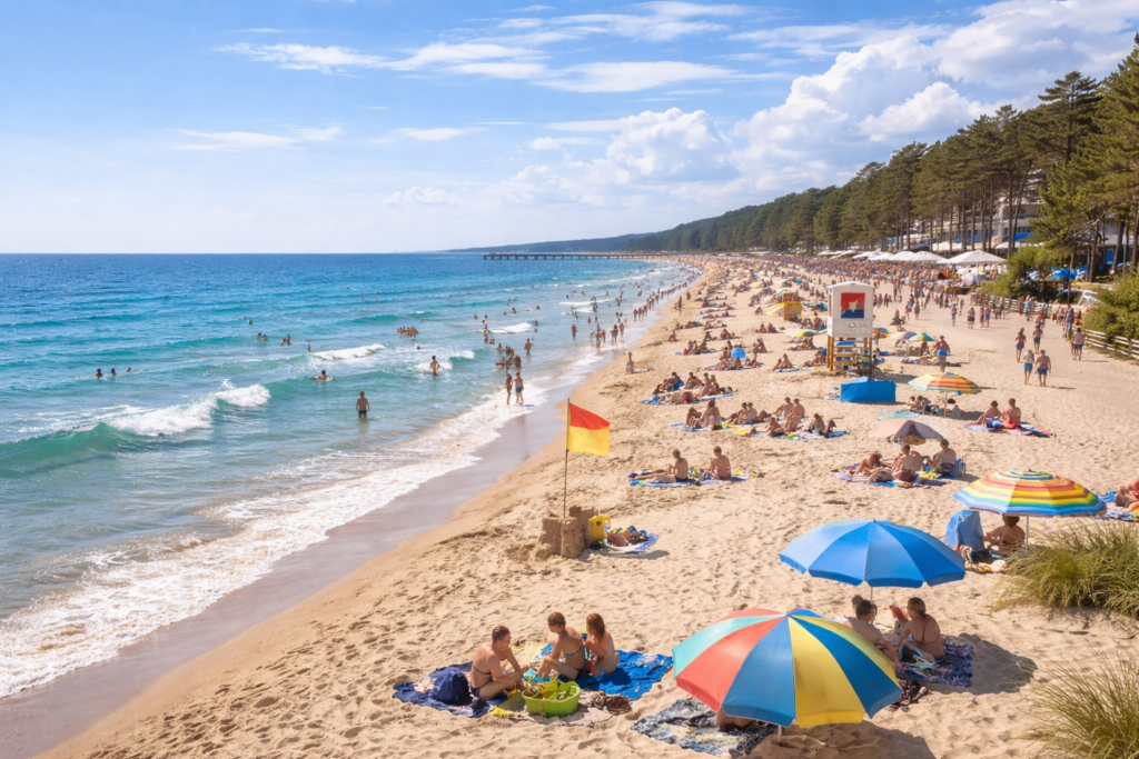 Plaża i promenada w Mielnie nad Bałtykiem